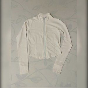White Zip Up Jacket with Thumb Hole - NWOT